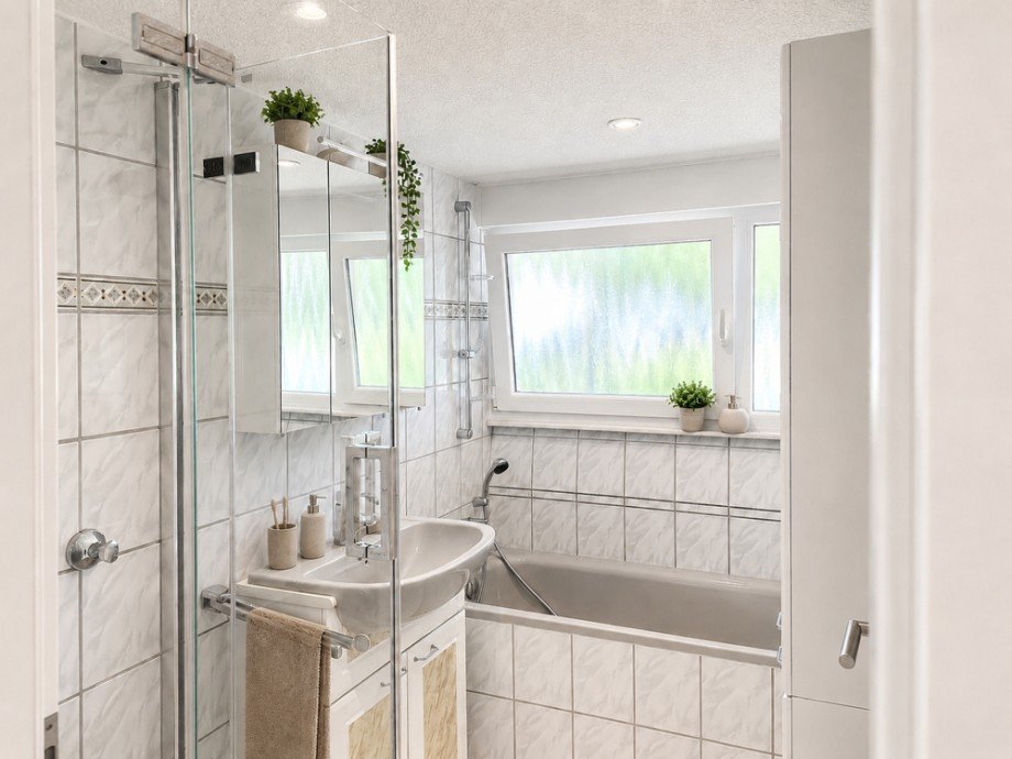 NEU zur Vermietung in Bochum Gerthe - Badezimmer - KI-M�bliert - Reuter Immobilien - Immobilienmakler Etagenwohnung Bochum / Gerthe