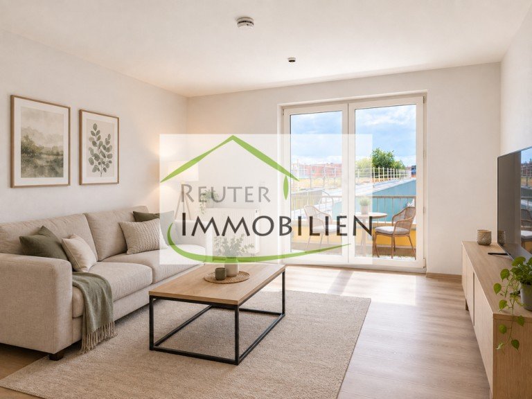 NEU zur Vermietung in Bochum Innenstadt - Wohnzimmer - KI-M�bliert - Reuter Immobilien - Immobilienmakler Bochum Etagenwohnung *** Frisch renoviert! 2,5 Zimmer mit Balkon in Bochumer Innenstadt ***