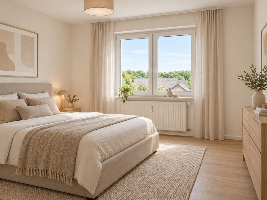 NEU zum Verkauf in Herne R�hlinghausen - Eigentumswohnung - Schlafzimmer KI generiert - Reuter Immobilien - Immobilienmakler Etagenwohnung Herne