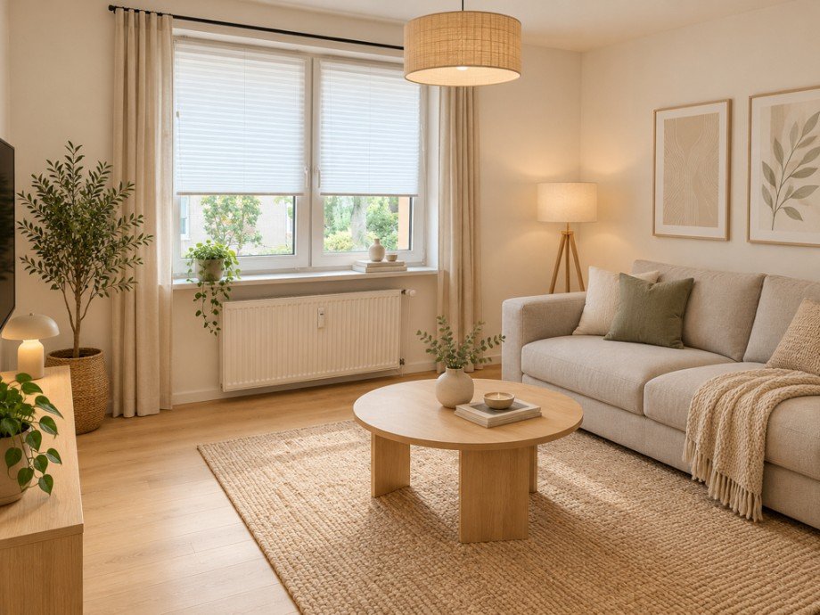 NEU zum Verkauf in Herne R�hlinghausen - Eigentumswohnung - Wohnzimmer KI generiert - Reuter Immobilien - Immobilienmakler Etagenwohnung Herne
