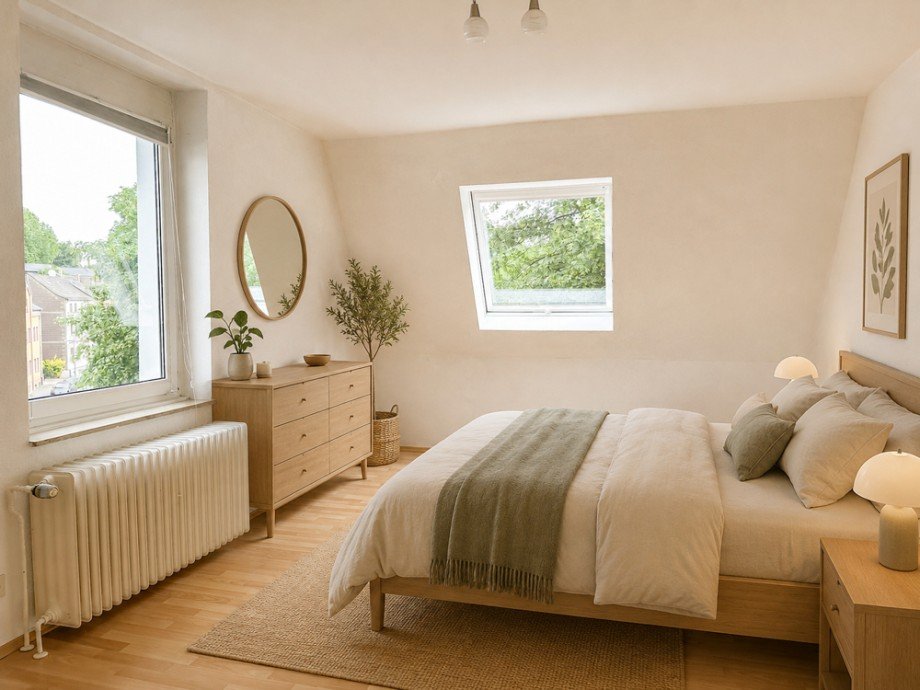 NEU zur Vermietung in Bochum Linden - Schlafzimmer - KI-M�bliert - Reuter Immobilien - Immobilienmakler Etagenwohnung Bochum