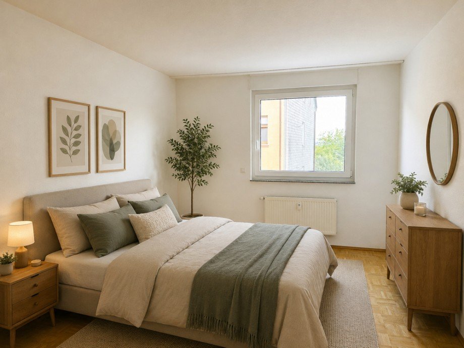 NEU zur Vermietung in Bochum Linden - Schlafzimmer - KI-m�bliert - Reuter Immobilien - Immobilienmakler Etagenwohnung Bochum
