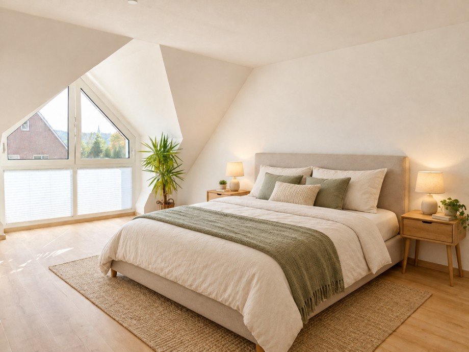 NEU zur Vermietung in Bochum Ober-Dahlhausen - Schlafzimmer - KI-m�bliert - Reuter Immobilien - Immobilienmakler (2) Dachgeschosswohnung Bochum