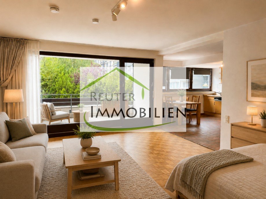 NEU zur Vermietung in Bochum Querenburg - Schlaf-Wohnzimmer - KI-m�bliert - Reuter Immobilien - Immobilienmakler Etagenwohnung Bochum / Querenburg