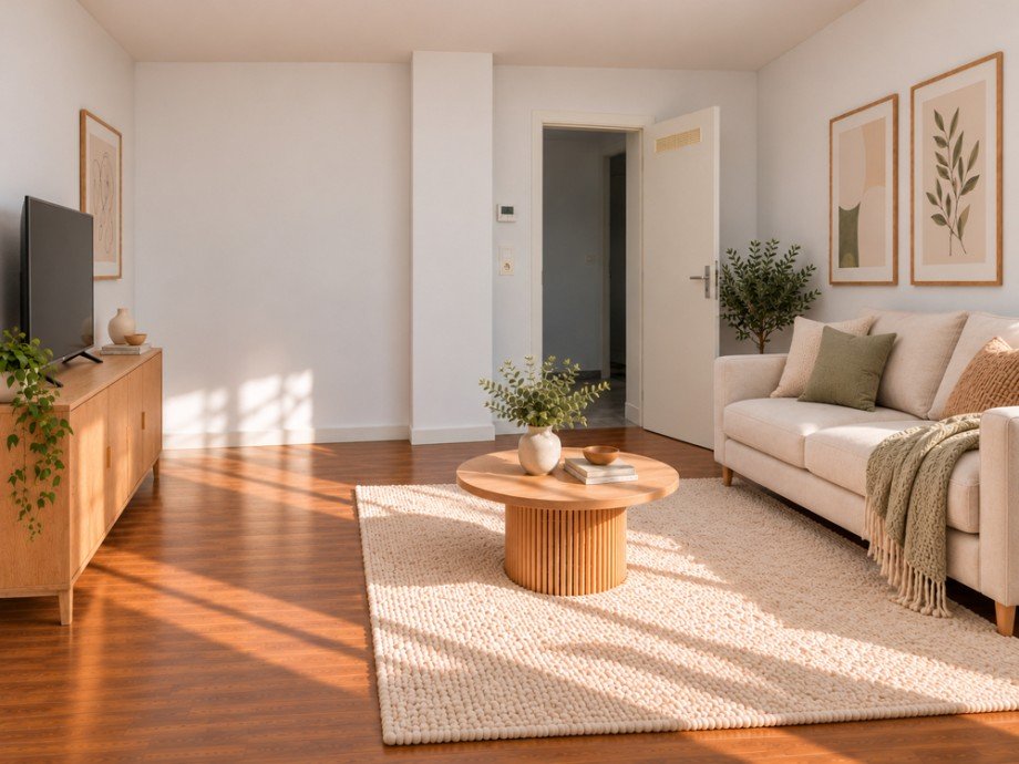 NEU zur Vermietung in Herne-R�hlinghausen - Wohnzimmer KI generiert - Reuter Immobilien _ Immobilienmakler (3) Etagenwohnung Herne / R�hlinghausen